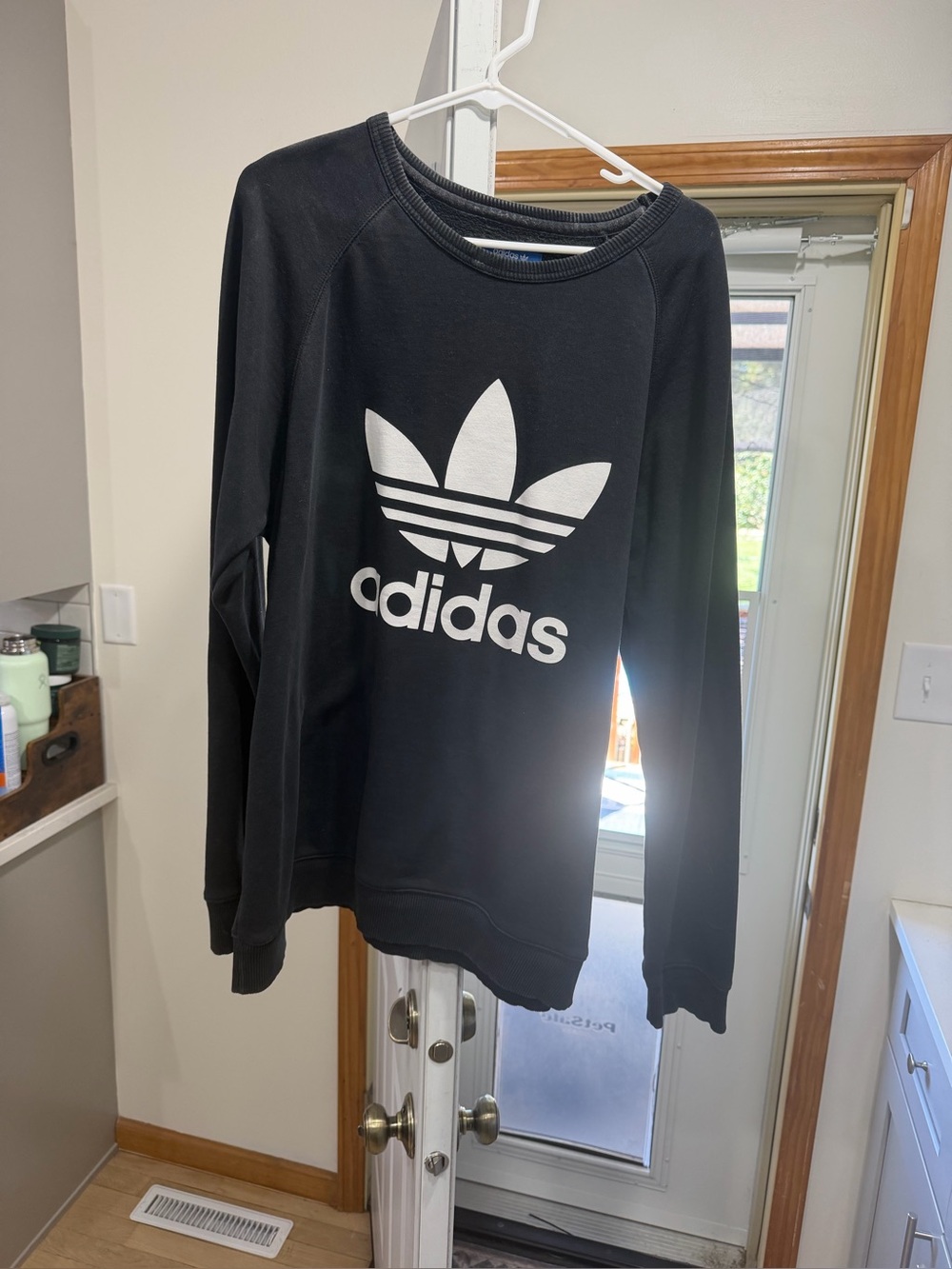adidas Black Crewneck Sweatshirt with White Trefoil